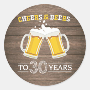 Sticker Rond La bière et la bière rustiques à 30 ans