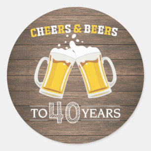 Sticker Rond La bière et la bière rustiques à 40 ans