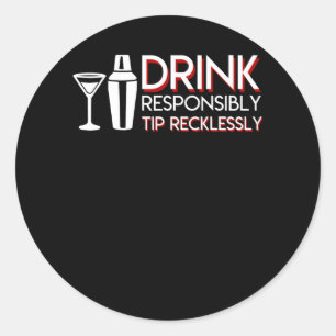 Sticker Rond La boisson de barman inclinent de façon