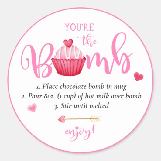 Sticker Rond La bombe au chocolat chaud de Valentine Vous êtes (Devant)