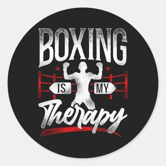Sticker Rond La Boxe Est Ma Thérapie (Devant)