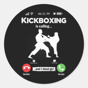 Sticker Rond La boxe thaïlandaise appelle les hommes d'arts mar