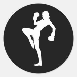 Sticker Rond La boxe thaïlandaise pour femmes est une conceptio
