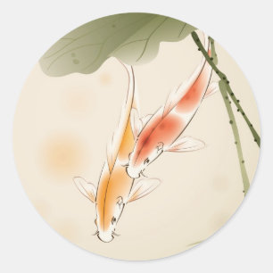 Sticker Rond La carpe japonaise pêche la natation dans l'étan