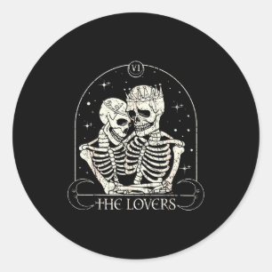 Sticker Rond La carte de tarot des amants squelette Saint-Valen