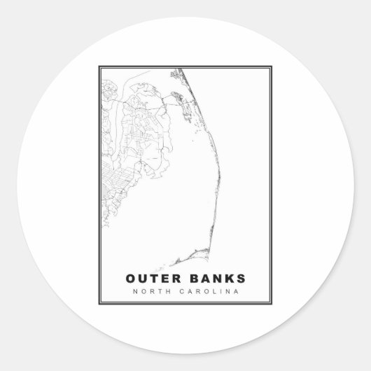 Sticker Rond La carte des Outer Banks (Devant)