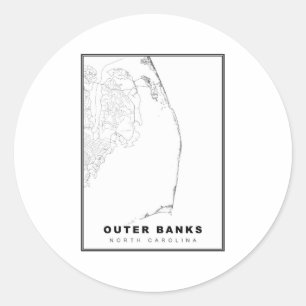 Sticker Rond La carte des Outer Banks