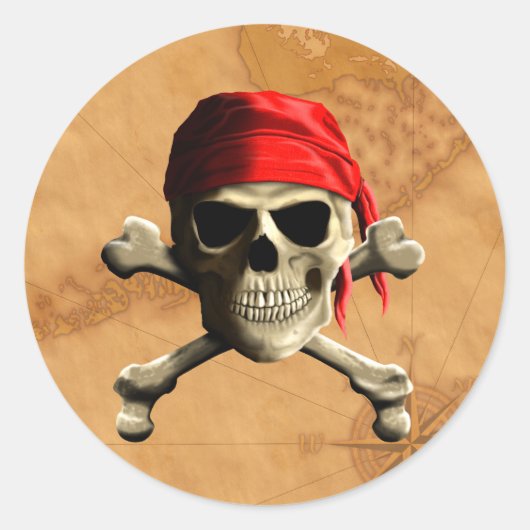 Sticker Rond La carte du pirate Jolly roger (Devant)