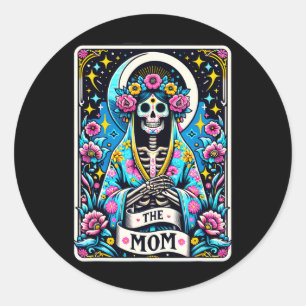 Sticker Rond La carte mère Tarot Skeleton Mothers Day Witch Mam