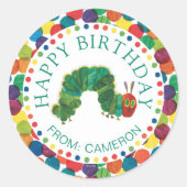 Sticker Rond La Caterpillar Très Affamé | Joyeux cadeau d'anniv (Devant)