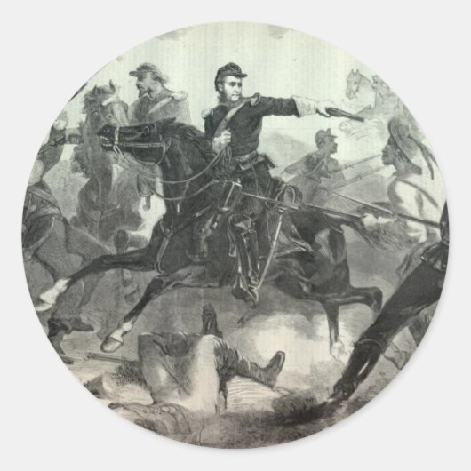 Sticker Rond La cavalerie de guerre civile attaquent (Devant)