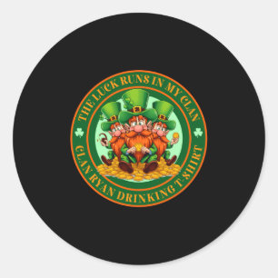 Sticker Rond La chance court dans mon clan Ryan St Patrick’s Da