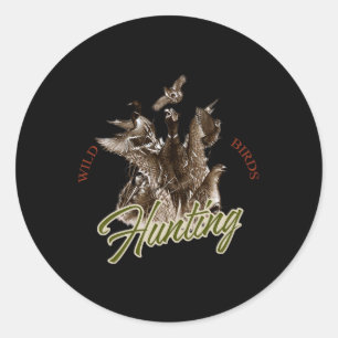 Sticker Rond La chasse à la faune sauvage aux oiseaux T aux che