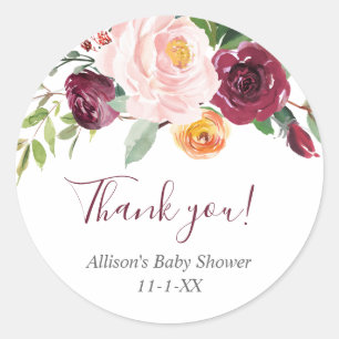 Sticker Rond La chute florale rougissent faveur rose de