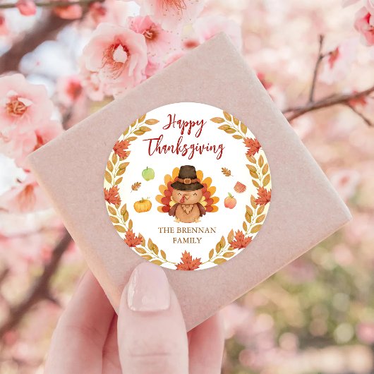 Sticker Rond La Chute Russe Laisse Gobble Thanksgiving