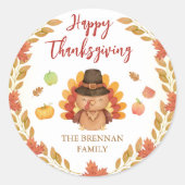Sticker Rond La Chute Russe Laisse Gobble Thanksgiving (Devant)