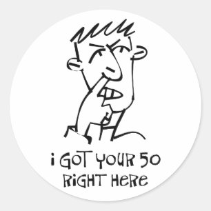 Sticker Rond la cinquantième récolteuse de nez d'anniversaire