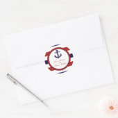 Sticker Rond La collection de Mariages d'Ancres nautiques Red & (Enveloppe)