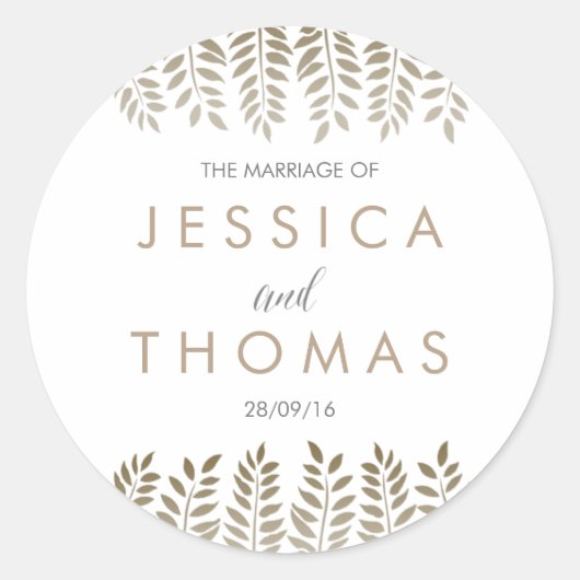 Sticker Rond La collection de Mariages Monochrome Fern Woodland (Devant)