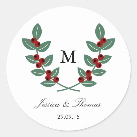 Sticker Rond La collection de Mariages Monogram Berry Bush (Devant)