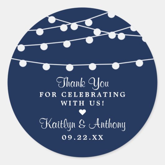 Sticker Rond La Collection Mariage Bleu Marine Lights (Devant)
