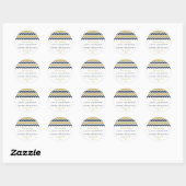 Sticker Rond La collection Mariage moderne Chevron - Marine & G (Feuille)