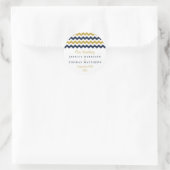 Sticker Rond La collection Mariage moderne Chevron - Marine & G (Sac)