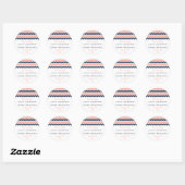 Sticker Rond La collection Mariage moderne Chevron - Rose & Nav (Feuille)