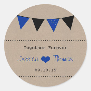 Sticker Rond La collection moderne de Mariages de Bunting Bleu