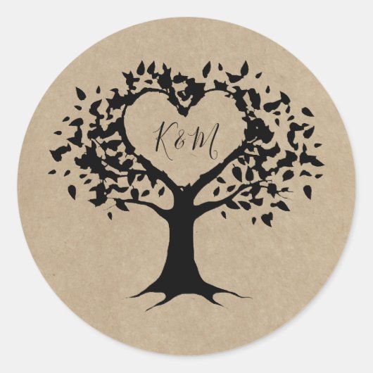 Sticker Rond La collection Rustique Mariage Heart Tree Favorise (Devant)