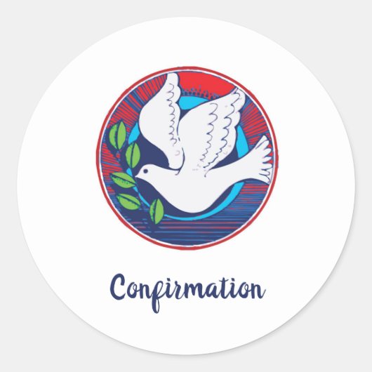 Sticker Rond La colombe de confirmation en bleu et rouge (Devant)