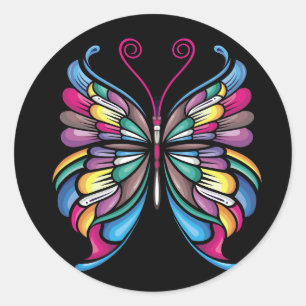 Sticker Rond la conception papillon