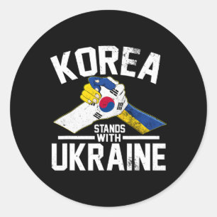 Sticker Rond La Corée se tient aux côtés de l'Ukraine Drapeau u