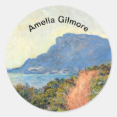 Sticker Rond La Corniche près de Monaco par Claude Monet (Devant)