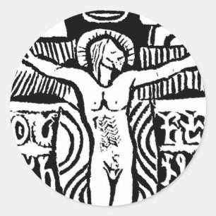 Sticker Rond La coupe de Crucifix de Paul Gauguin