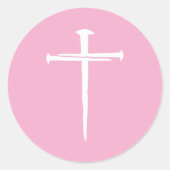 Sticker Rond La Croix Blanche des trois clous Christian (Devant)