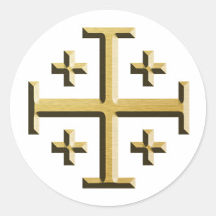 Sticker Rond La croix de Jérusalem - édition biseautée d'or
