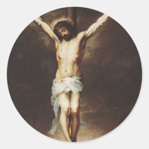 Sticker Rond La Crucifixion de Bartolomé Esteban Murillo