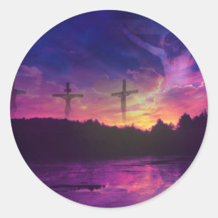 Sticker Rond La Crucifixion de Jésus Christ