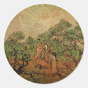 Sticker Rond La Cueillette des olives par Vincent van Gogh