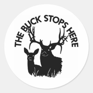 Sticker Rond La daine blanche de mâle s'arrête ici