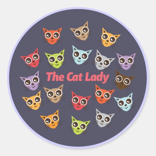 Sticker Rond La Dame aux chats (Devant)