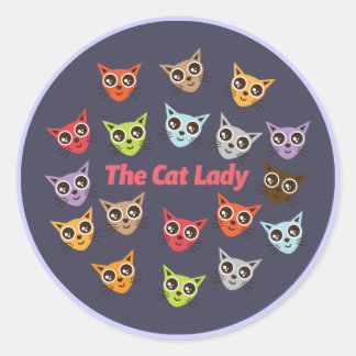 Sticker Rond La Dame aux chats