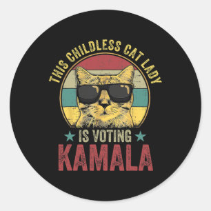 Sticker Rond La Dame Des Chats Sans Enfants Vote Pour Kamala Ha