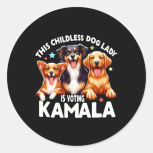 Sticker Rond La Dame Des Chiens Sans Enfants Vote Kamala Dog La