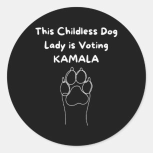 Sticker Rond La Dame des Chiens Sans Enfants Vote Kamala-harris