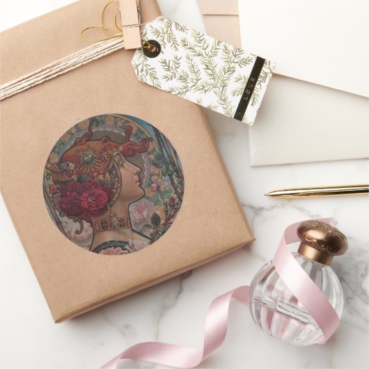 Sticker Rond La Dame des roses (Cadeaux)