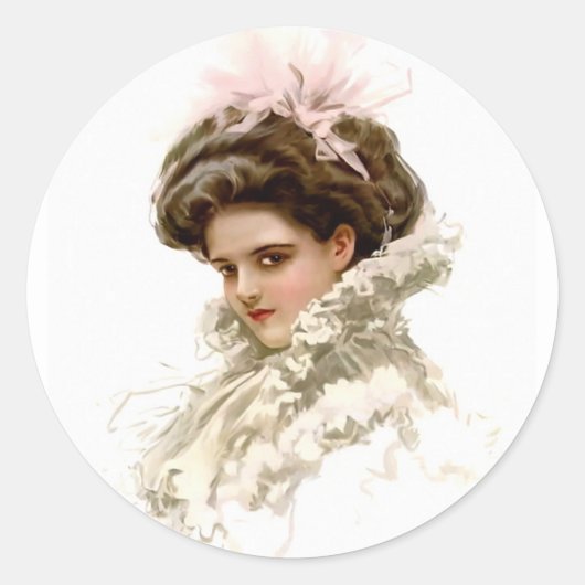 Sticker Rond La Dame en profil (Devant)
