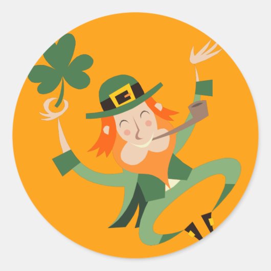 Sticker Rond La danse Leprechaun (Devant)