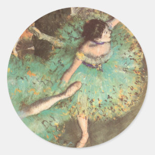 Sticker Rond La danseuse verte par Edgar Degas, ballet vintage
